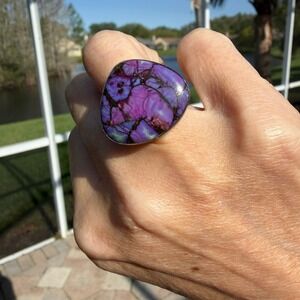 Jay King DRT 925 Silver Purple Copper Turquoise Statement Ring Sz 6 Scroll Band